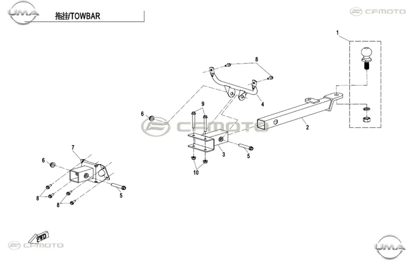CFMOTO UFORCE 1000XL (CF1000UTR-5) (T1B) CEKI TOPUZU BAGLANTI BRAKETI KOMPLE