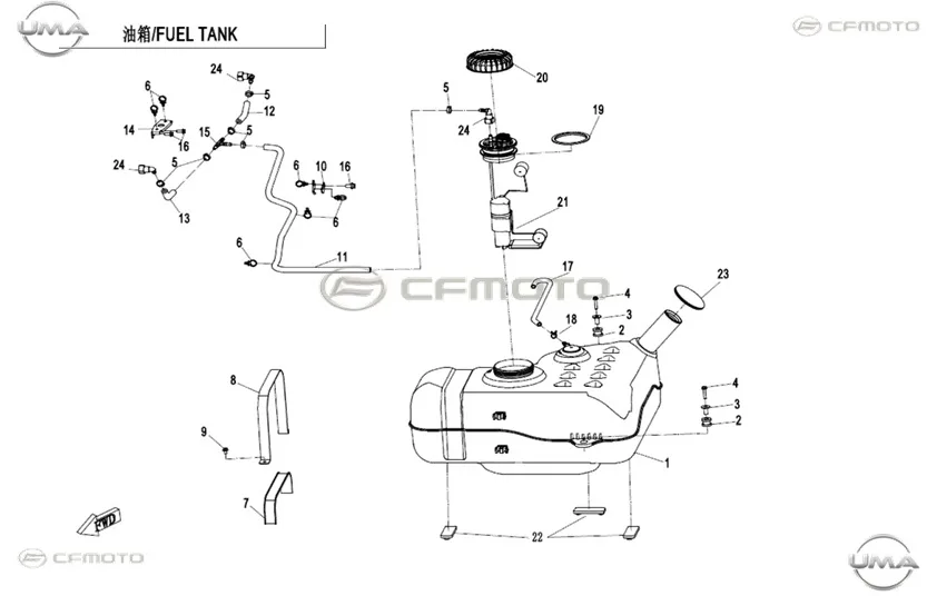 CFMOTO UFORCE 1000 (T1B) BENZIN DEPOSU ALT KAUCUK