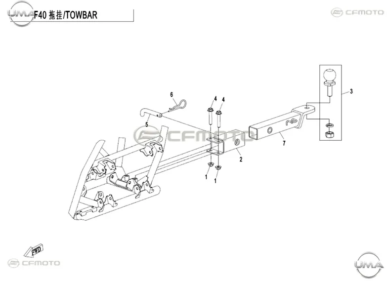 CFMOTO UFORCE 1000 (T1B) CEKI TOPUZU BRAKETI