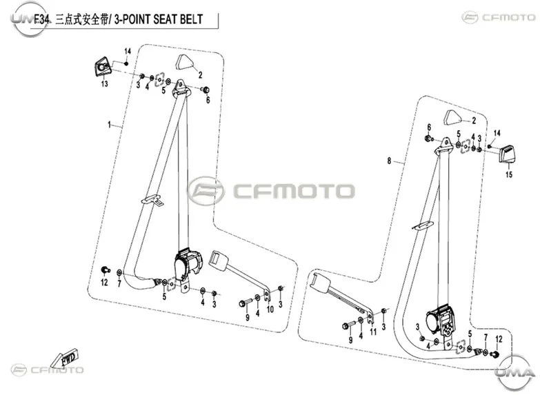 CFMOTO UFORCE 500 (T1B) EMNIYET KEMERI KILIDI SAG