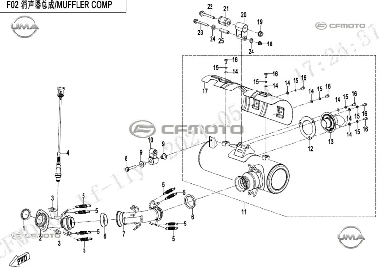 CFMOTO UFORCE 600 (CF600UTR) T1B_25 EGZOZ BORUSU ORTA