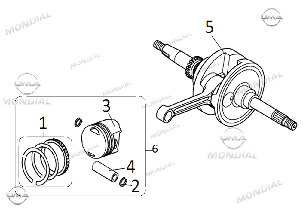 MONDIAL ROAD BOY 125 KRANK KOMPLE (P-13)