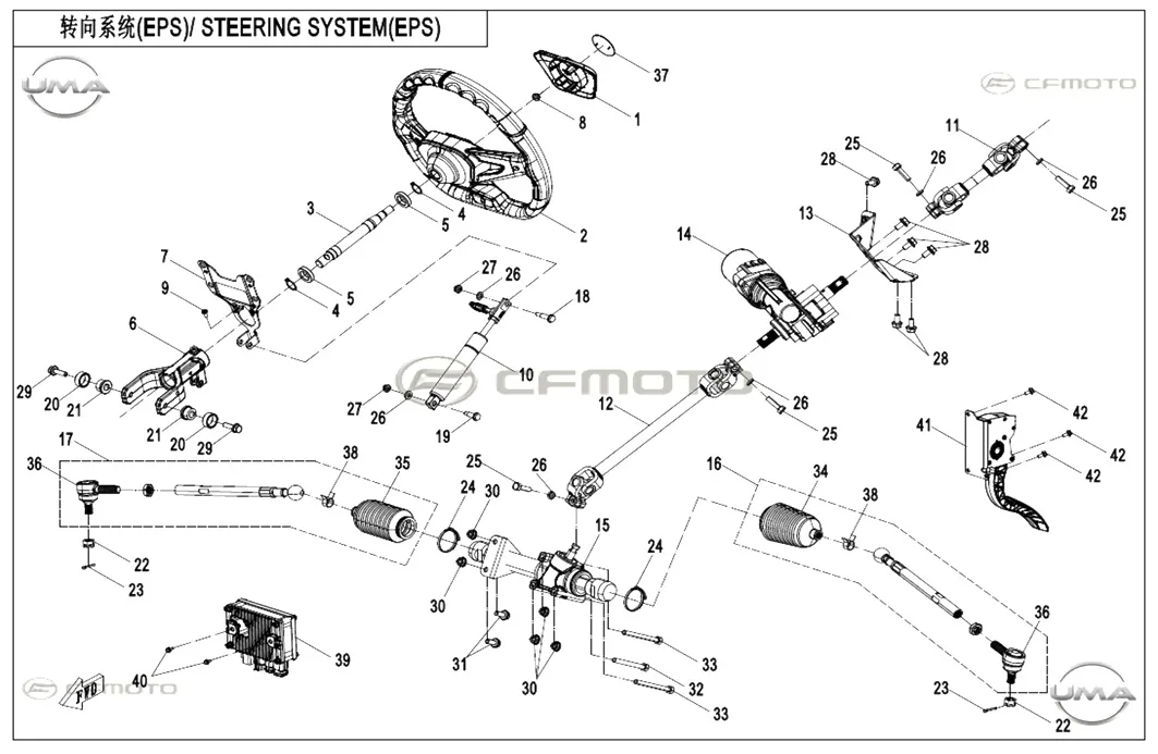 CFMOTO UFORCE 600 (CF600UTR) T1B_25 UNIVERSAL MAFSAL DIREKSIYON UST (2025)