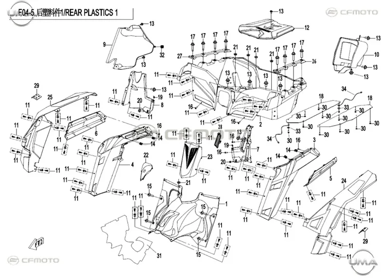 CFMOTO ZFORCE 1000 (T1B) ARKA BAGAJ HAVALANDIRMASI IZGARASI