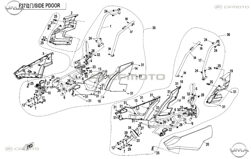 CFMOTO ZFORCE 1000 (T1B) KILIT KANCASI BRAKETI SAG