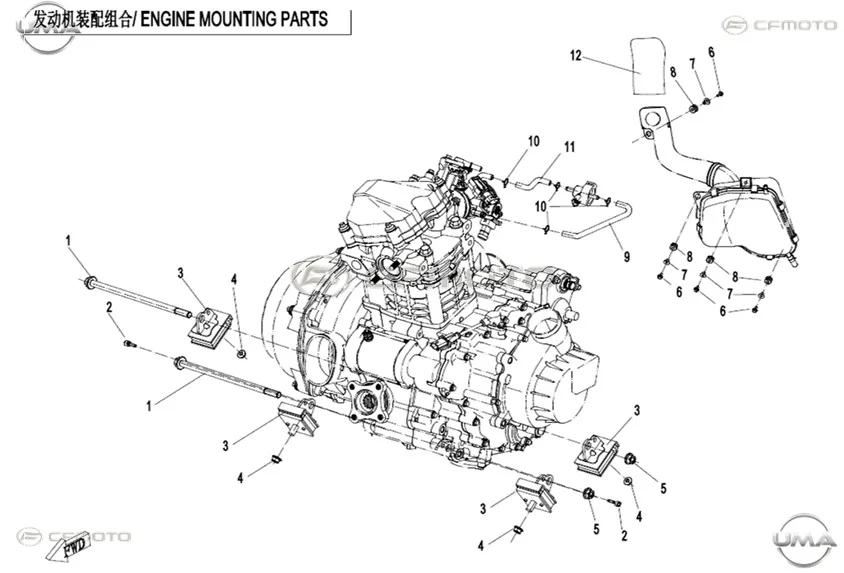 CFMOTO ZFORCE 500 (T1B) MOTOR ROLANTI VALFI GIRIS BORUSU
