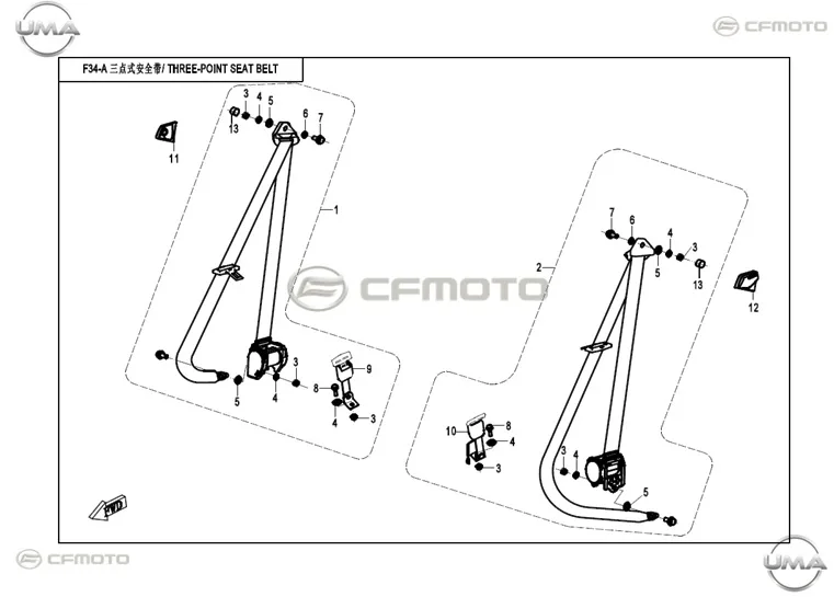 CFMOTO ZFORCE 500 (T1B) EMNIYET KEMERI SAG