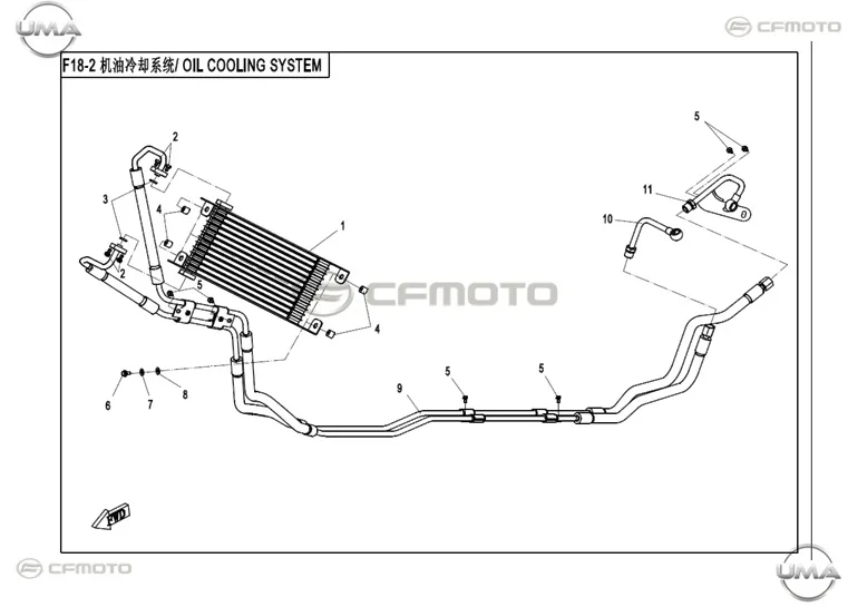 CFMOTO ZFORCE 800 EX EPS (T1B) RADYATOR YAG BORUSU KOMPLE (METAL)