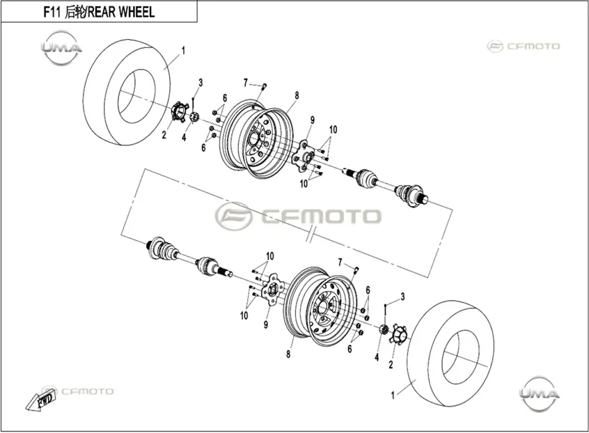 CFMOTO CF GOES TERROX 400L (CF400ATR-4L)(T3B) ARKA JANT - CELIK