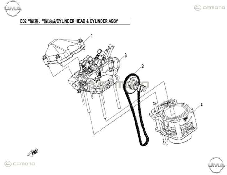 CFMOTO CF400ATR 2L (T3B) SILINDIR KAPAGI KOMPLE