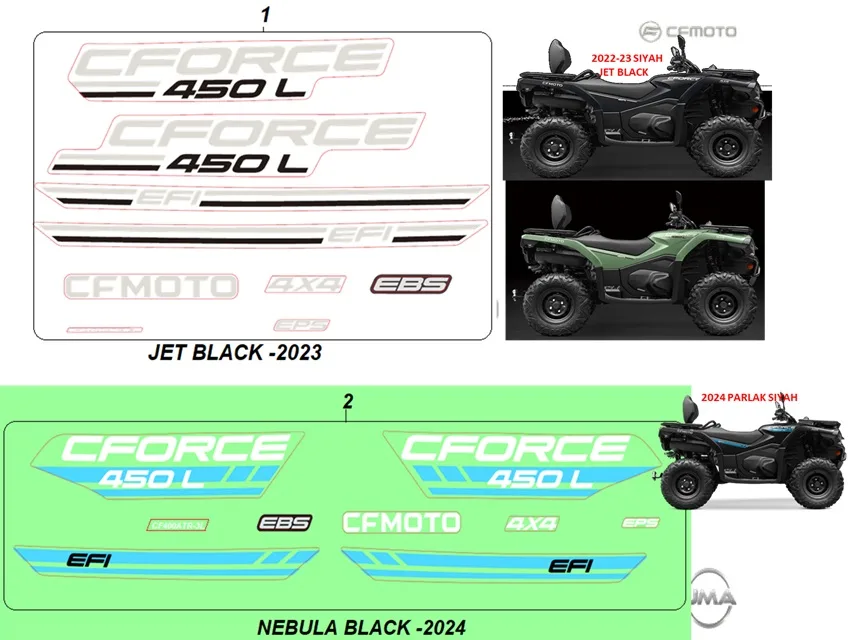 CFMOTO CF450ATR-3L (T3B) ETIKET SETI KOMPLE (SIYAH) 2024