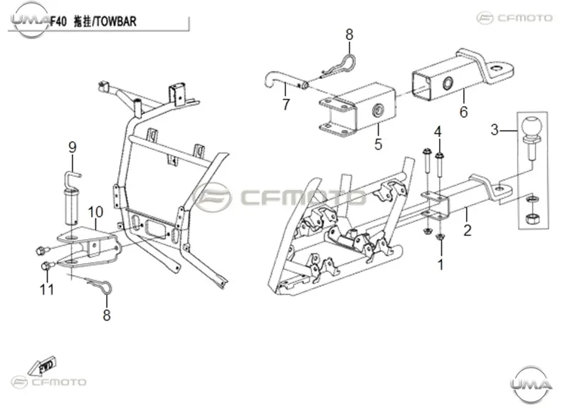 CFMOTO CF500ATR-A (T3) CEKI TOPUZU BAGLANTI ARKA