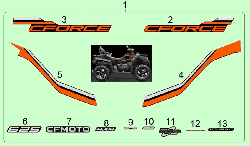CFMOTO CF600ATR-2LC (T3B) ETIKET SETI (SIYAH)