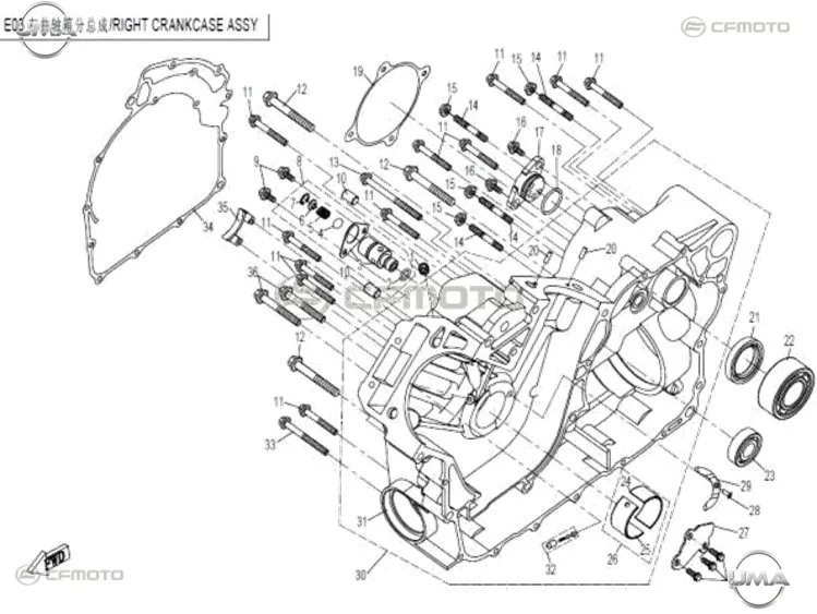 CFMOTO CF800ATR (T3) KRANK KUTUSU SAG B