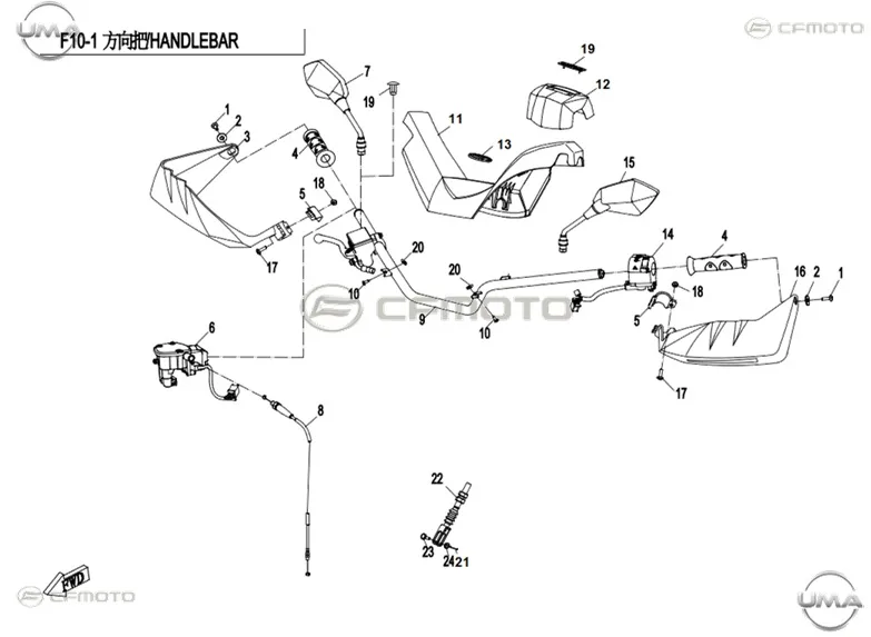 CFMOTO CF800ATR-2 (T3B) SOL KUMANDA DUGMELERI KOMPLE
