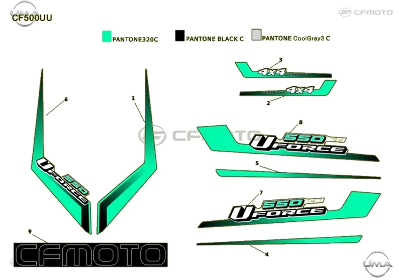CFMOTO UFORCE 550 UTV ETIKET (KASA ALT SOL)