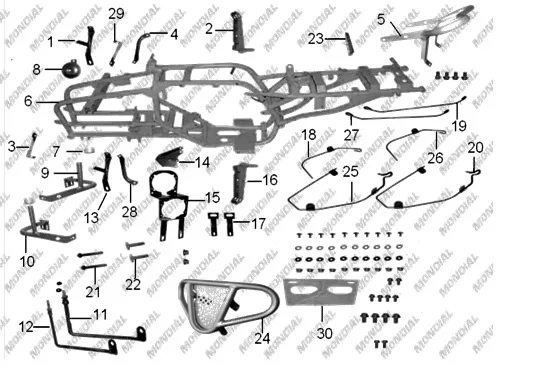 MONDIAL 250 SPIDER BASAMAK RUZGAR PLASTIGI BRAKETI SAG
