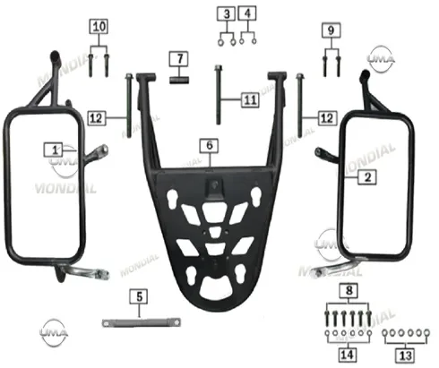 MONDIAL 400 RX3S EVO YAN CANTA BAGLANTI BRAKETI SAG