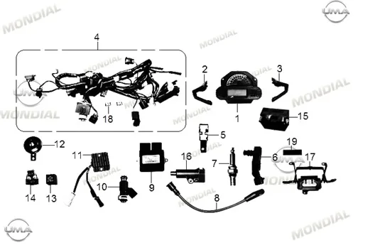 MONDIAL RX3I EVO 250 GOSTERGE PANELI BAGLANTI BRAKETI SAG