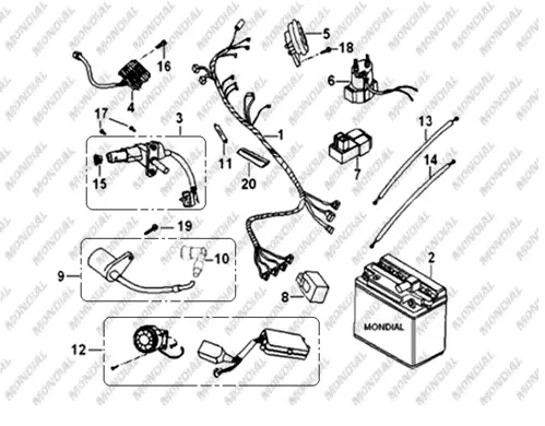 MONDIAL 125 MT ALARM KOMPLE