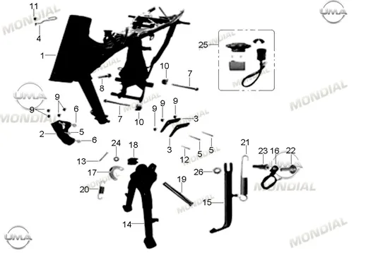 MONDIAL 100 MASTI-X MOTOR BAGLANTI BRAKETI ON