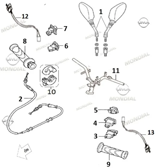 MONDIAL FURY 110 GAZ KUMANDA BRAKETI KOMPLE