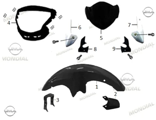 MONDIAL 125 MG SUPERBOY I FAR BAGLANTI BRAKETI SAG DEKOR KAPAGI