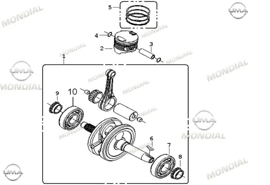 MONDIAL 125 MH MINOR _17 KRANK KOMPLE