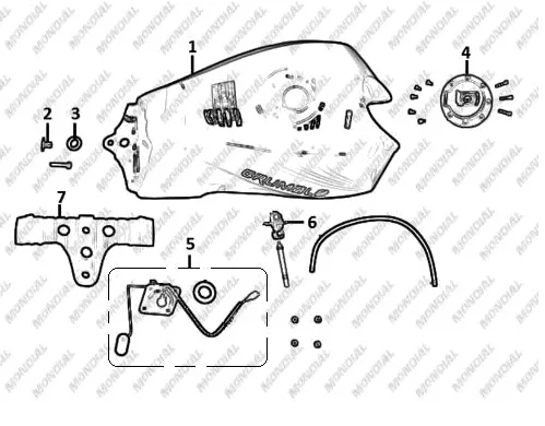 MONDIAL 125 MX GRUMBLE BENZIN DEPOSU (MAVI-SIYAH)