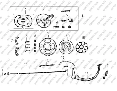 MONDIAL 125 MX GRUMBLE STOPER GOVDESI KOMPLE (GRI)