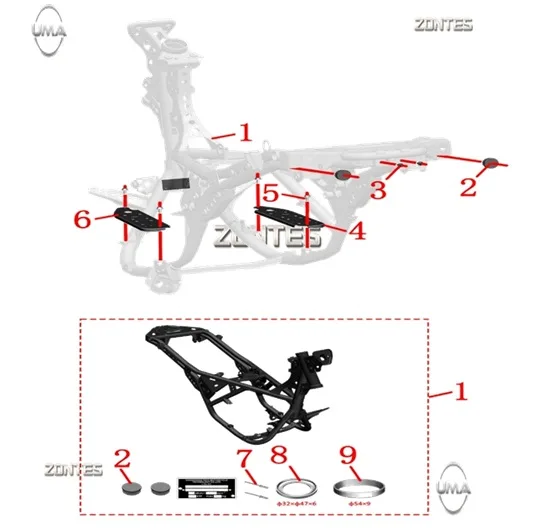 ZONTES ZT125T-M ARKA BASAMAK KOMPLE SAG