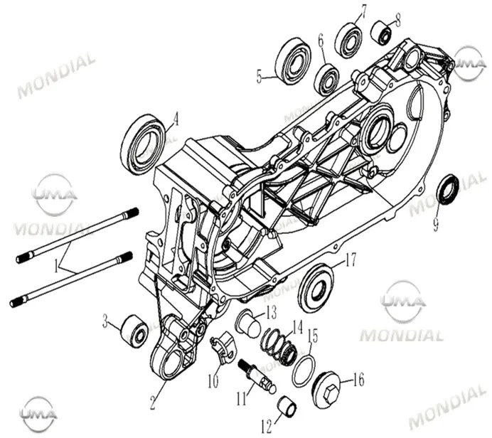 MONDIAL EXON 125  KRANK KUTUSU SOL
