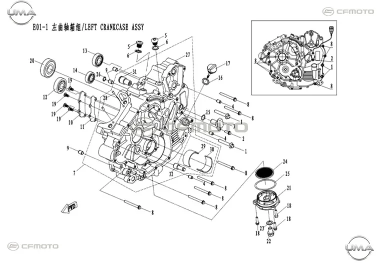 CFMOTO CF550 6L (AU) KRANK KUTUSU SOL A