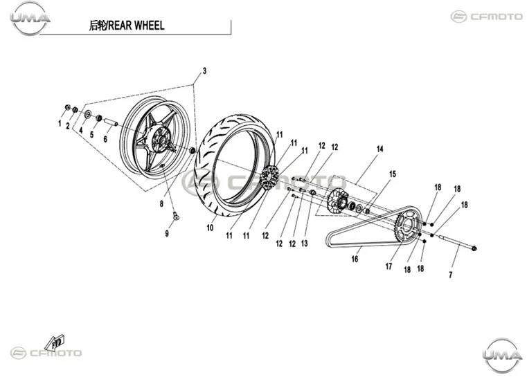 CF MOTO 250NK ARKA JANT - CELIK (TURKUAZ) (2020)