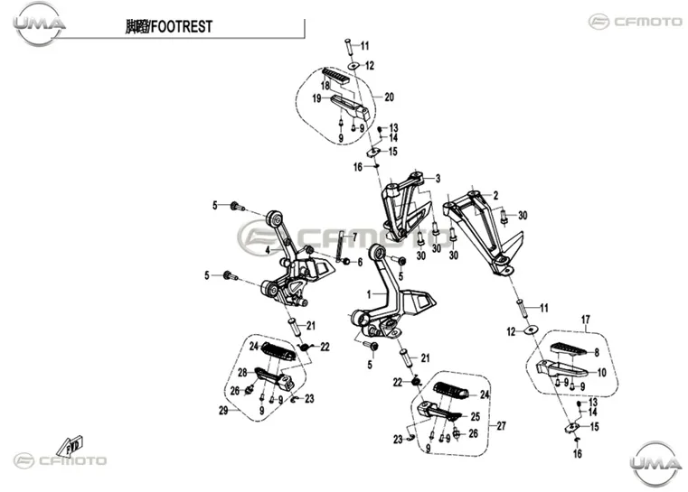 CF MOTO 250NK ON BASAMAK BRAKETI SOL