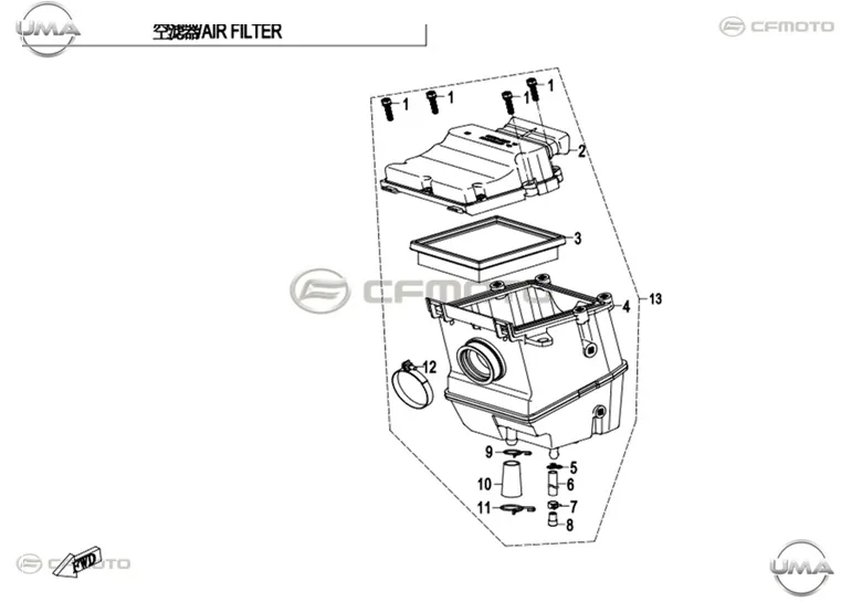 CF MOTO 250NK HAVA FILTRESI UST KAPAK