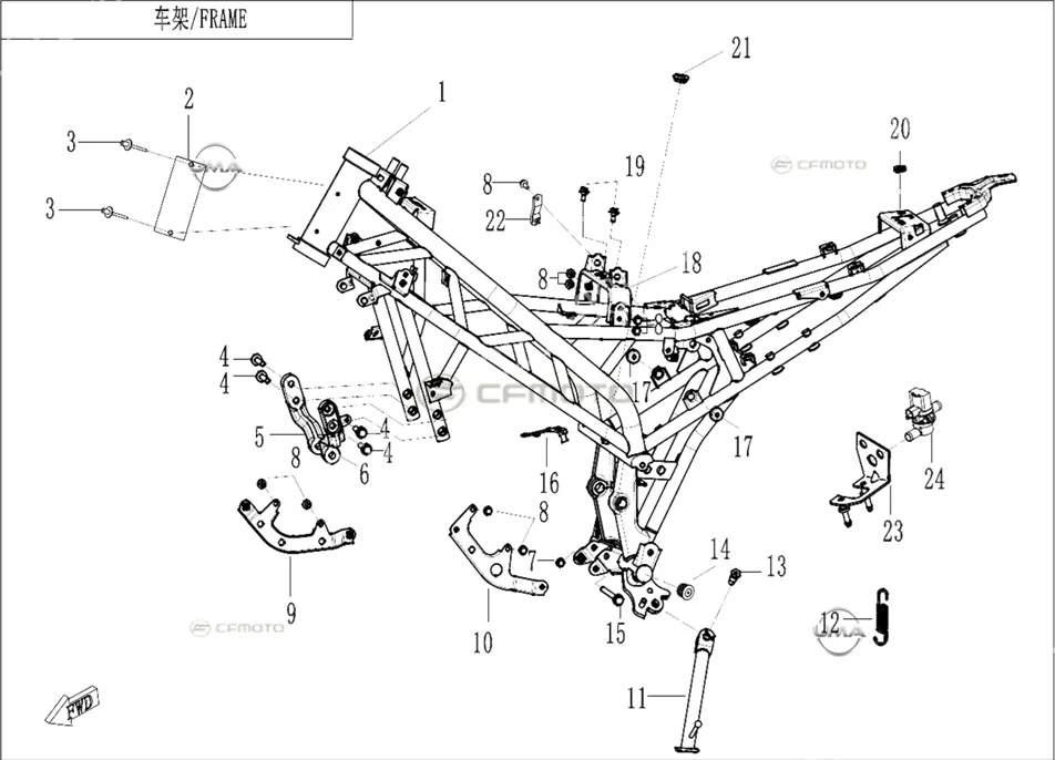CF MOTO 250SR MOTOR BAGLANTI BRAKETI SAG