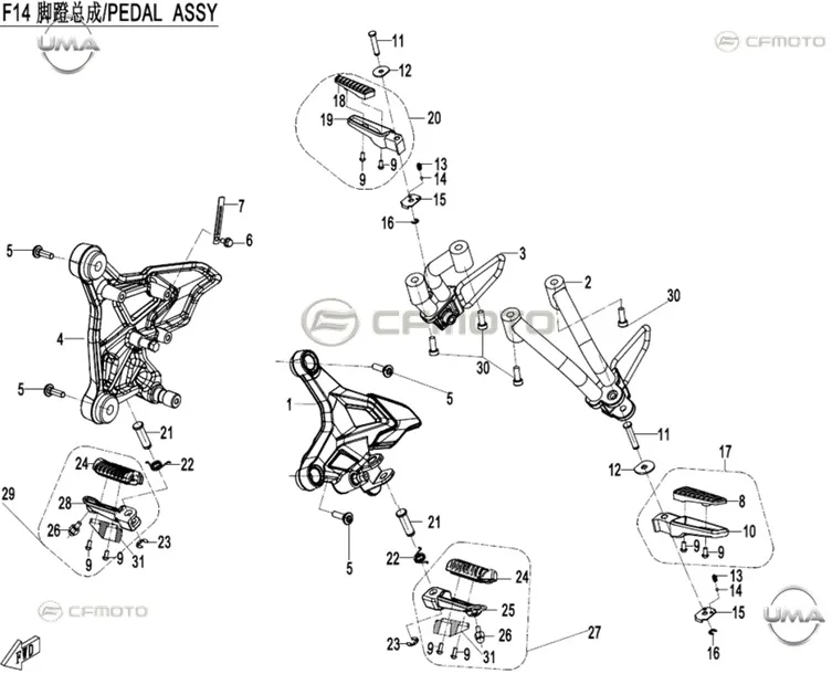 CF MOTO 250SR ON BASAMAK BRAKETI SAG