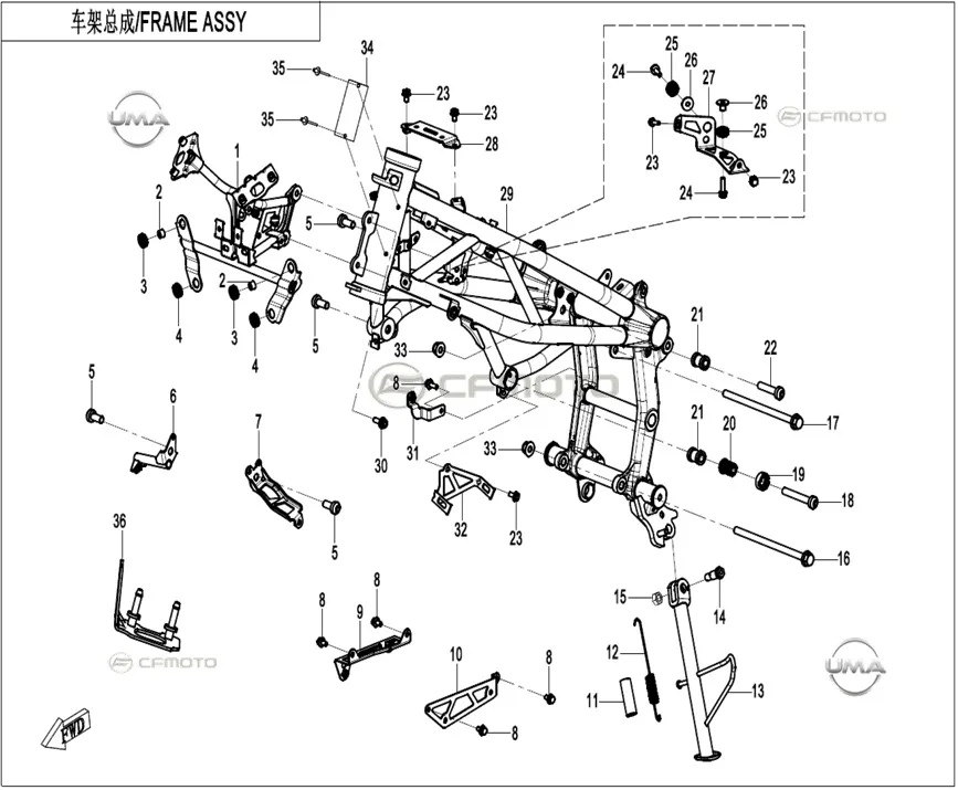 CF MOTO 450SR ON PANEL BAGLANTI BRAKETI SAG