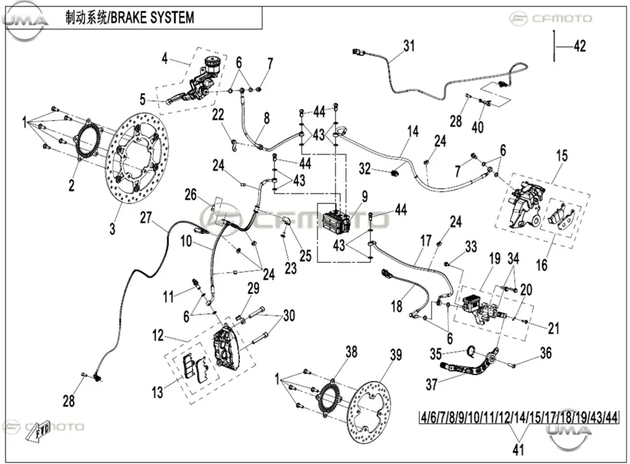 CF MOTO 450SR FREN SISTEMI KOMPLE (2024)
