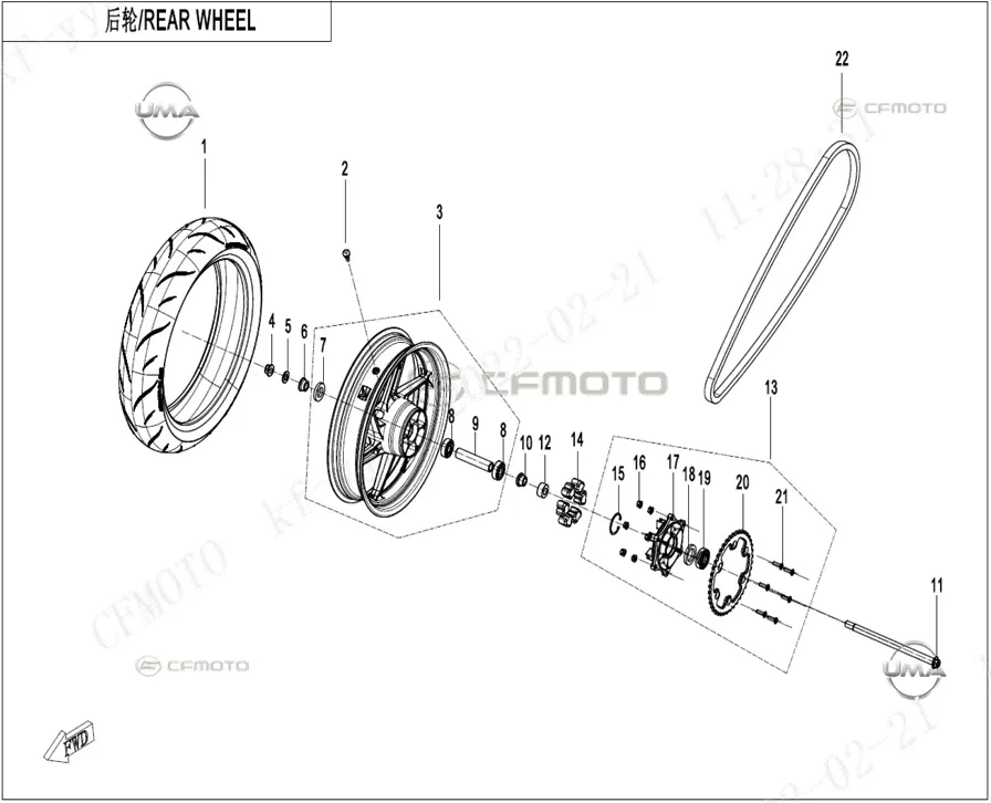 CF MOTO 450SR ARKA ZINCIR DISLISI