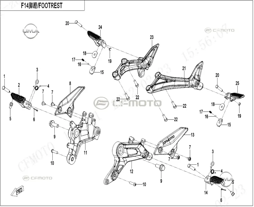 CF MOTO 450SR ARKA BASAMAK BRAKETI SAG