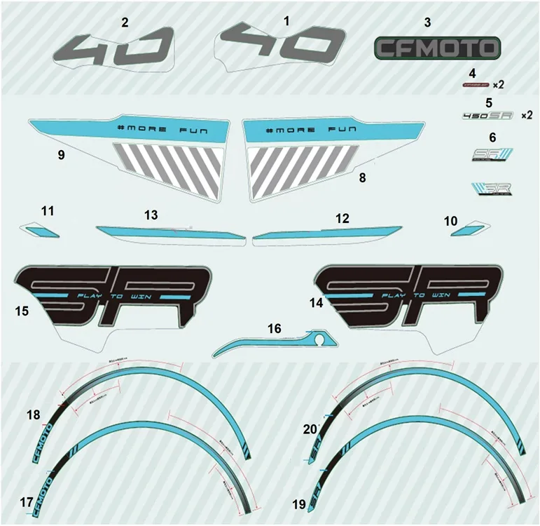 CF MOTO 450SR ETIKET (SOL-MORE FUN) (MAVI)
