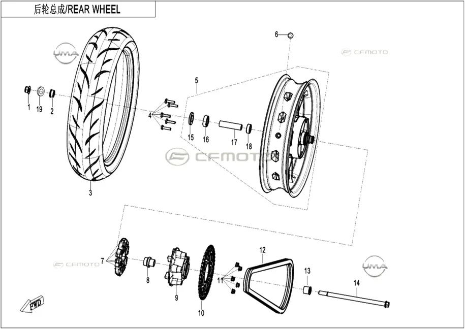 CF MOTO 250CL-X MIL ARKA BURCU SAG