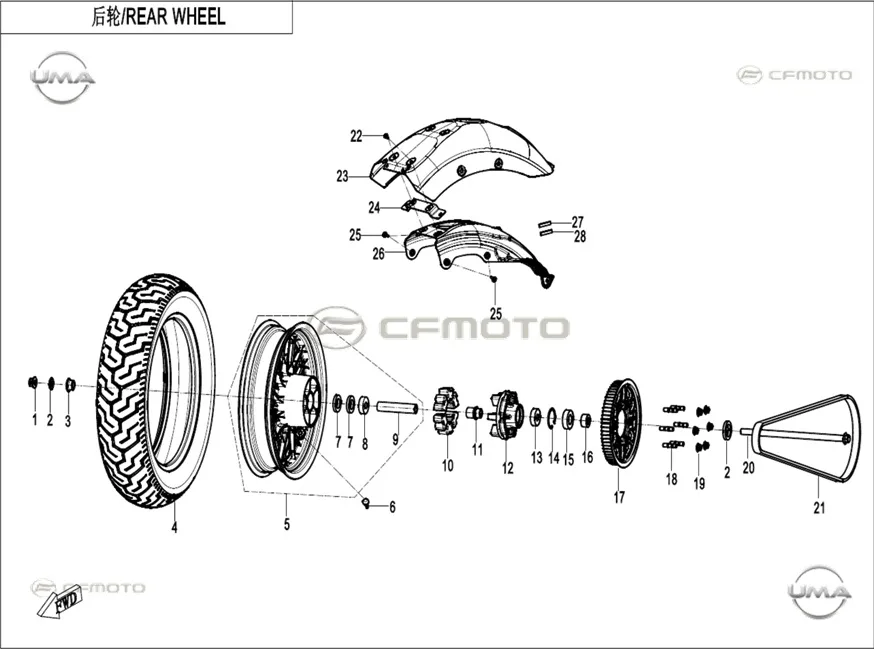 CF MOTO 450CL-C ARKA KAYIS DISLISI