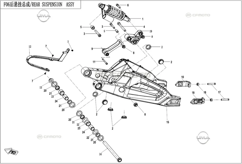 CF MOTO 700CL-X SPORT ARKA SALINCAK ALT BAGLANTI BRAKETI