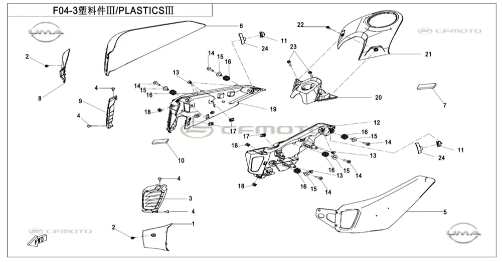 CF MOTO 700CL-X HERITAGE BENZIN DEPOSU SAG IC PLASTIK KAPAK