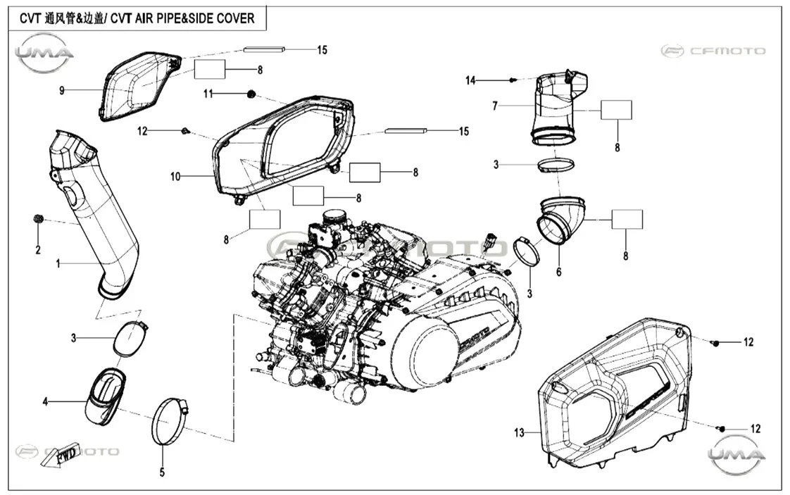 CF MOTO CFORCE 850 HIGH KRANK KUTUSU SAG DEKOR KAPAK