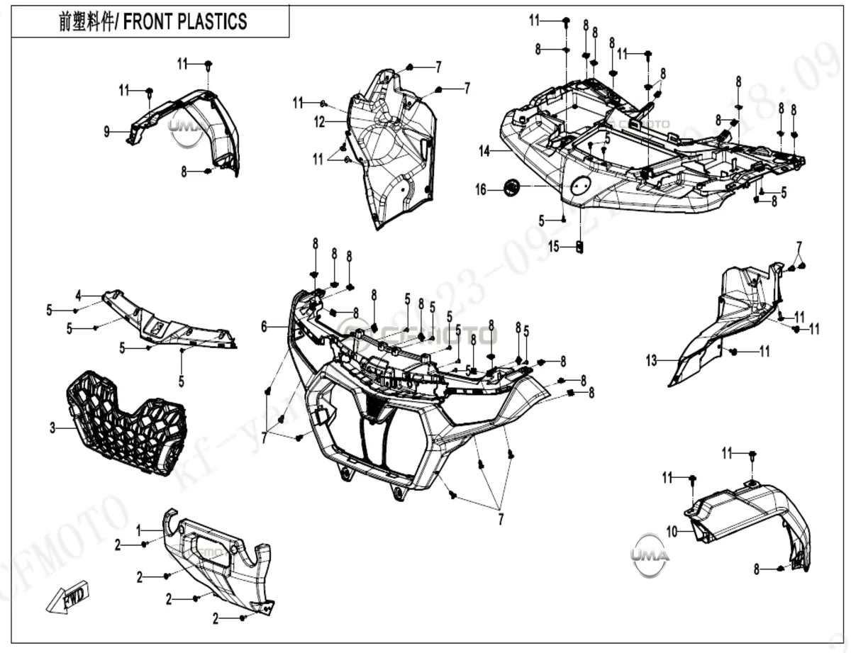 CF MOTO CFORCE 850 HIGH ON PANEL (GRI)