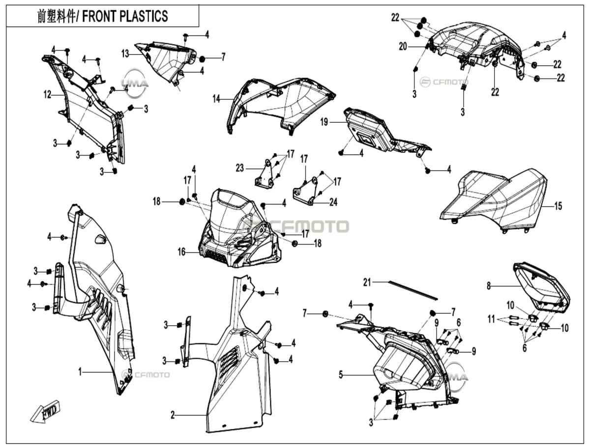 CF MOTO CFORCE 850 HIGH ON PANEL SAG KARENAJ (GRI)